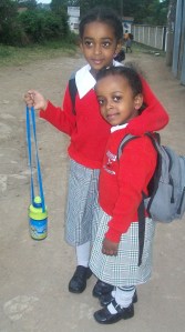 Fasika and Shamna coming from school