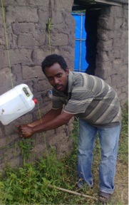 In CHE we teach people how to make and use a Tippy Tap for washing hands