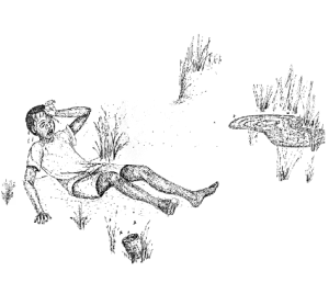 A boy with malaria as presented in one of our CHE training lesson pictures.