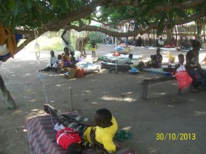 Admitted under trees, most of them due to malaria.