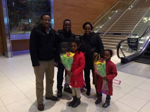 Welcomed by Dani & Gerie (taking picture) at Winnipeg Richardson International Airport on Feb 23, 2016